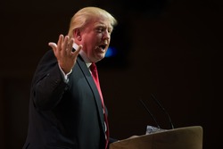 NATIONAL HARBOR, MD - MARCH 6, 2014: Donald Trump speaks at the Conservative Political Action Conference (CPAC).