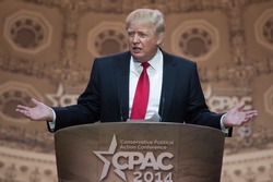NATIONAL HARBOR, MD - MARCH 6, 2014: Donald Trump speaks at the Conservative Political Action Conference (CPAC).