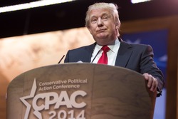 NATIONAL HARBOR, MD - MARCH 6, 2014: Donald Trump speaks at the Conservative Political Action Conference (CPAC).