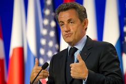 DEAUVILLE, FRANCE - MAY 27, 2011 : French President in press conference during G8 - Deauville, France on May 27 2011