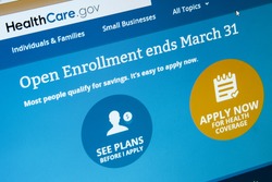 CALDWELL, IDAHO/USA - MARCH 9, 2014: Obamacare website showing that open enrollement is almost over.