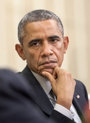 WASHINGTON D.C., USA - Sep 18, 2014: United States President Barack Obama during an official meeting with the President of Ukraine Petro Poroshenko in Washington, DC (USA)
