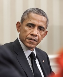 WASHINGTON D.C., USA - Sep 18, 2014: United States President Barack Obama during an official meeting with the President of Ukraine Petro Poroshenko in Washington, DC (USA)