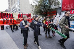 NEW YORK CITY - OCTOBER 22 2014: Stop Mass Incarcerations Network sponsored a Day of Resistance rally at Union Square Park followed by a march to Times Square in protest of nationwide police brutality