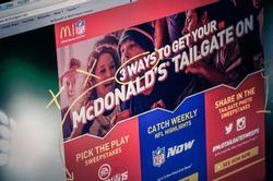 GALATI, ROMANIA - SEPTEMBER 28, 2014: Photo of McDonald's homepage on a monitor screen