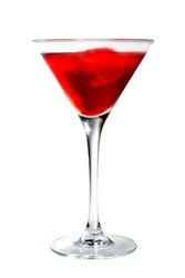 Cosmopolitan - Alcoholic Cocktail made of Gin Cointreau, Lemon Juice and Grenadin Syrup. Isolated on White Background