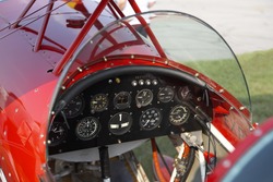 Interior shot of vintage aircraft cockpit