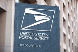 WASHINGTON, DC - DECEMBER 26: Sign outside the United States Postal Service Headquarters in downtown Washington, DC on December 26, 2014.