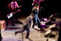 ATLANTA - FEB 7: Musical group, The Blues Brothers, featuring actors, Dan Aykroyd and Jim Belushi (C) perform at The Tabernacle on February 7, 2009 in Atlanta, Georgia for the Hilles of Ga Benefit.
