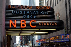 NEW YORK - DECEMBER 27: Neon sign outside NBC Studios on December 27, 2014 in New York.