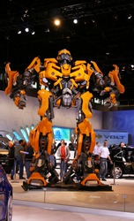 CHICAGO-FEBRUARY 18: the upcoming Transformers 2 movie:BUMBLEBEE, heroic AUTOBOT based on Chevrolet Camaro concept which it is 17 feet tall and 13 feet wide. Displayed at the Autoshow 2009 on February 18, 2009 in Chicago