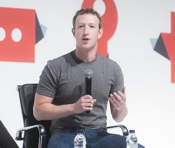 BARCELONA - MARCH 02: Facebook CEO Mark Zuckerberg speaking at the Mobile World Congress on March 02, 2015, Barcelona, Spain.