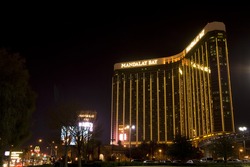 LAS VEGAS - January 4: Night view of Mandalay Bay Hotel and Casino on the Las Vegas Strip, Nevada January 4, 2009. More than 37.5 million people visit Las Vegas every year.