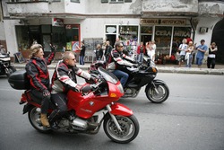 SZKLARSKA POREBA, POLAND - AUGUST 11, 2007: Unidentified motorcyclists at the International Meeting of Motor Association Clubs, held August 11, 2007 in Szklarska Poreba, Poland.