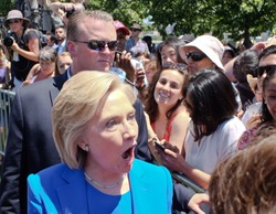 NEW YORK CITY - JUNE 13 2015: former secretary of state Hillary Rodham Clinton formally announced her intention to seek the 2016 Democratic nomination for president during a rally on Roosevelt Island