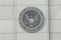 WASHINGTON, DC - JULY 17: Sign at the U.S. Securities and Exchange Commission in Washington, DC on July 17, 2015.