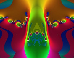 From SCI-FI series Alien Pop Art . Glowing abstract fractal background featuring alien creativity with splash of vivid colors and optical illusion .