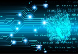 dark blue Light Abstract Technology background for computer graphic website internet web. circuit. illustration. infographics. binary code. www. vector. Spark. motion move blur. Finger-print scan.