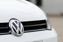 Orvieto, Italy - September 23th 2015: Close up of Volkswagen logo on a Golf 1.6 Tdi model 2015