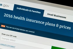CALDWELL, IDAHO/USA - NOVEMBER 17,2015: 2016 Healthcare plans are available at healthcare.gov as seen while browsing healthcare.gov in Caldwell, Idaho