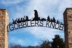 PUNXSUTAWNEY, PA - MARCH 29: Entrance to Gobblerâ??s Knob on March 29, 2015 in Punxsutawney, PA. Gobblerâ??s Knob is the site of the annual Groundhog Day celebration held on February 2nd.