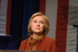 NEW YORK CITY - FEBRUARY 16 2016: Democratic presidential candidate Hillary Clinton appeared at Shomburg Center in Harlem to outline her vision for America's future.