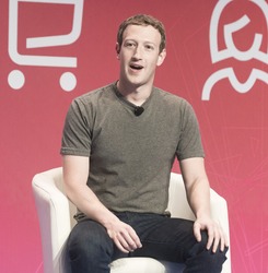 BARCELONA - FEBRUARY 22: Facebook CEO Mark Zuckerberg speaking at the Mobile World Congress on February 22, 2016, Barcelona, Spain.
