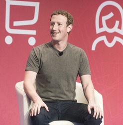BARCELONA - FEBRUARY 22: Facebook CEO Mark Zuckerberg speaking at the Mobile World Congress on February 22, 2016, Barcelona, Spain.