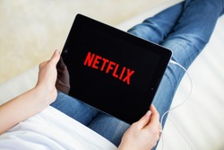 RIGA, LATVIA - FEBRUARY 17, 2016: Netflix is a global provider of streaming movies and TV series.