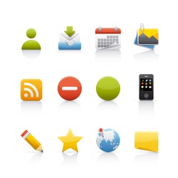 Icon Set - Social Media. Set of icons on white background in Adobe Illustrator EPS 8 format for multiple applications.