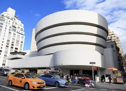 New York, NY, USA - March 26, 2016: Solomon R. Guggenheim Museum: The Solomon R. Guggenheim Museum is an art museum located at 1071 Fifth Avenue on the corner of East 89th Street in Manhattan