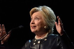 NEW YORK CITY - MARCH 29 2016: Democratic front runner Hillary Clinton appeared before hundreds of supporters in Harlem's Apollo Theater to hear her address issues.