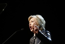 NEW YORK CITY - MARCH 29 2016: Democratic front runner Hillary Clinton appeared before hundreds of supporters in Harlem's Apollo Theater to hear her address issues.