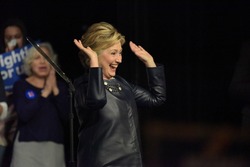 NEW YORK CITY - MARCH 29 2016: Democratic front runner Hillary Clinton appeared before hundreds of supporters in Harlem's Apollo Theater to hear her address issues.
