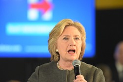 NEW YORK CITY - APRIL 4 2016: Democratic presidential candidate Hillary Rodham Clinton held a town hall meeting in Brooklyn sponsored by Congress woman Yvette Clarke