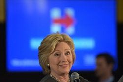 NEW YORK CITY - APRIL 4 2016: Democratic presidential candidate Hillary Rodham Clinton held a town hall meeting in Brooklyn sponsored by Congress woman Yvette Clarke