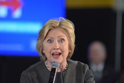 NEW YORK CITY - APRIL 4 2016: Democratic presidential candidate Hillary Rodham Clinton held a town hall meeting in Brooklyn sponsored by Congress woman Yvette Clarke