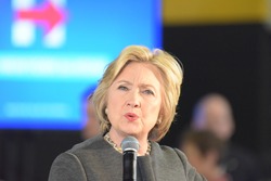 NEW YORK CITY - APRIL 4 2016: Democratic presidential candidate Hillary Rodham Clinton held a town hall meeting in Brooklyn sponsored by Congress woman Yvette Clarke