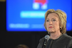 NEW YORK CITY - APRIL 4 2016: Democratic presidential candidate Hillary Rodham Clinton held a town hall meeting in Brooklyn sponsored by Congress woman Yvette Clarke