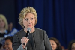 NEW YORK CITY - APRIL 4 2016: Democratic presidential candidate Hillary Rodham Clinton held a town hall meeting in Brooklyn sponsored by Congress woman Yvette Clarke