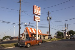 FORT WORTH, USA - APR 6, 2016: American fast food chain restaurant Whataburger in Texas, United States