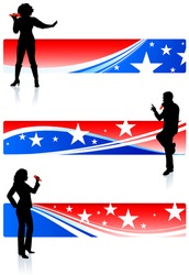 Musical Band with Patriotic Banners Original Vector Illustration Musical Band Ideal for Live Music Concept