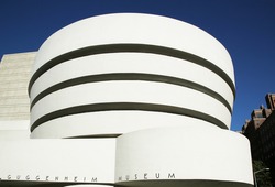 NEW YORK - JUNE 14, 2016: The Solomon R. Guggenheim Museum of modern and contemporary art in Manhattan. Designed by Frank Lloyd Wright museum opened on October 21,1959