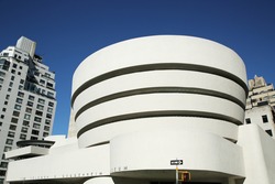 NEW YORK - JUNE 14, 2016: The Solomon R. Guggenheim Museum of modern and contemporary art in Manhattan. Designed by Frank Lloyd Wright museum opened on October 21,1959