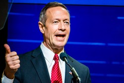 WASHINGTON DC - MARCH 11, 2015: Democratic Presidential candidate Martin O'Malley speaks at the Brookings Institute about his political career.