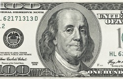 Detail of Ben Franklin on the 100 dollar bill