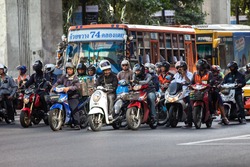 BANGKOK, THAILAND - JANUARY 19, 2016: Traffic on the streets of Bangkok , Thailand on January 19, 2016