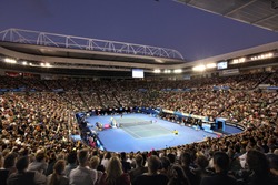 MELBOURNE, AUSTRALIA - JANUARY 27: Quarter final at Rod Laver Arena during the 2010 Australian Open on January 27, 2010 in Melbourne, Australia