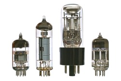 Vacuum electronic radio tubes. Isolated image on white background