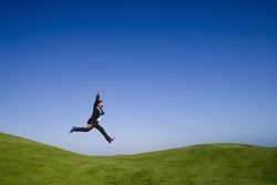 businessman feeling the joy of a beautiful landscape